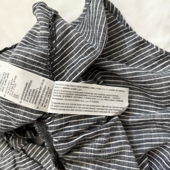 Abercrombie & Fitch Vtg Babydoll Striped Tank Top Smocked Tie Front Y2K Peplum - Picture 3 of 5